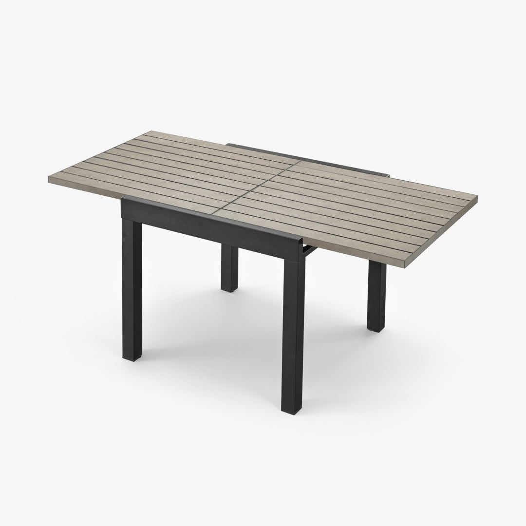 Expandable Aluminum Outdoor Patio Dining Table for 4-6, Extendable 32" to 64", Weather-Resistant, Limed Oak