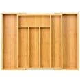 thumbnail image 1 of Expandable Bamboo Kitchen Drawer Organizer – Adjustable Cutlery Tray for Utensils, Silverware, and Flatware – 5 to 7 Slots Bamboo Drawer Divider for Kitchen Storage (Natural Wood), 1 of 7