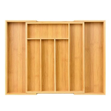 Heim Concept Expandable Bamboo Drawer Organizer - 8-Slot Utility Tray For Utensils & Storage