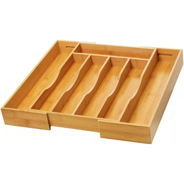 Expandable Bamboo Kitchen Drawer Organizer for Cutlery and Utensils ...