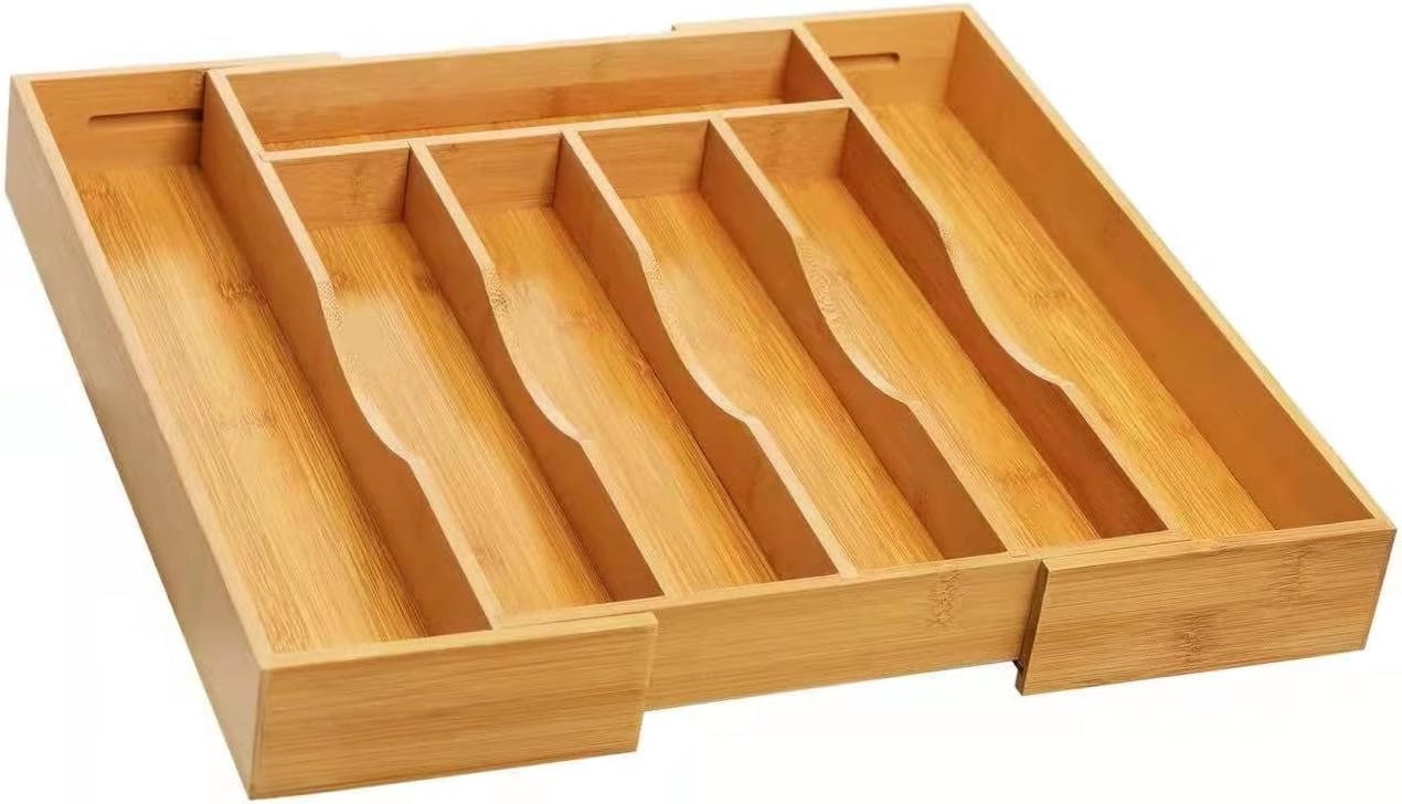 Expandable Bamboo Kitchen Drawer Organizer for Cutlery and Utensils ...