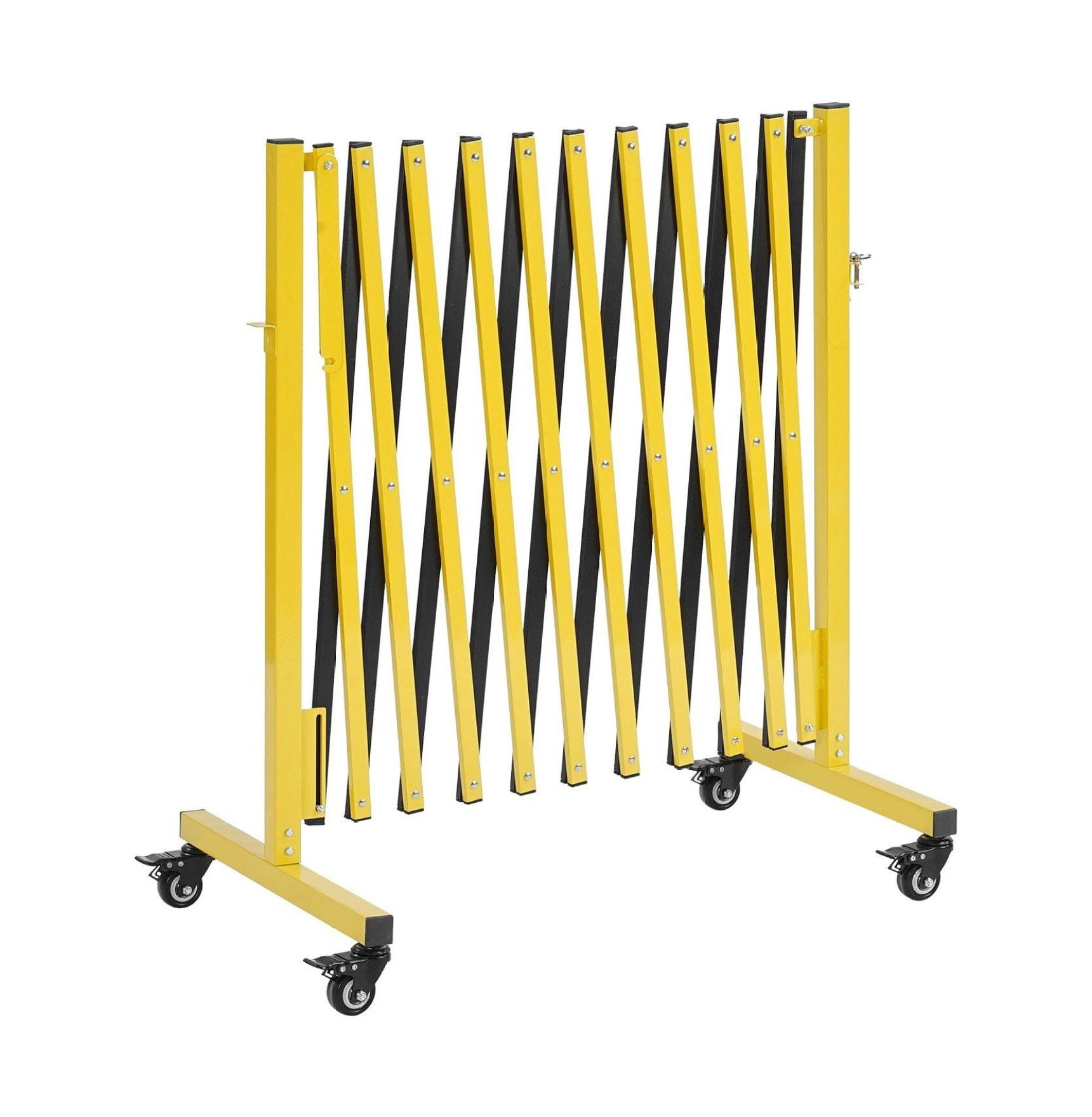 Expandable Barricade 13FT, Safety Barrier Gate, Mobile Folding Fence, Locking Casters - Driveway Warehouse Construction Site Traffic Control