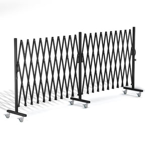 Expandable Barricade Gate,200"Metal Safety Barrier Gate with Casters,Accordion Garden Yard Outdoor Indoor Fence Folding Security Dog Gates Wall Mount,Black, Large