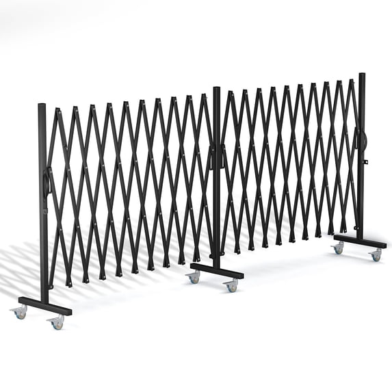 Expandable Barricade Gate,200"Metal Safety Barrier Gate with Casters,Accordion Garden Yard Outdoor Indoor Fence Folding Security Dog Gates Wall Mount,Black, Large