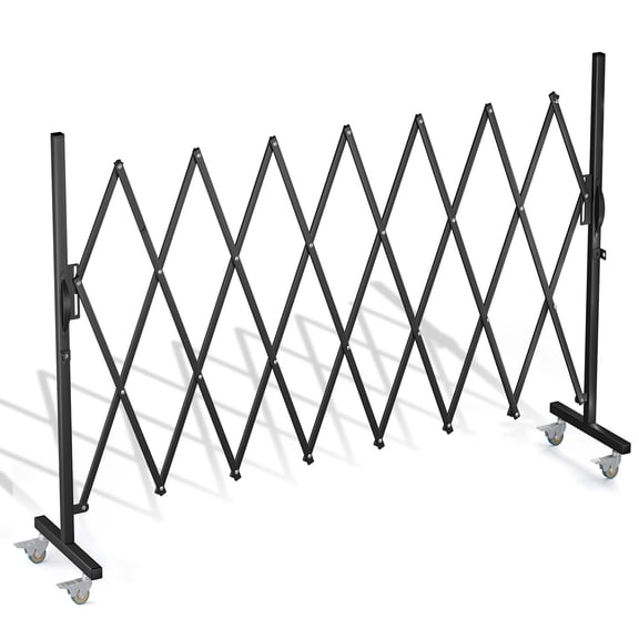 Expandable Barricade Gate,82" Metal Safety Barrier Gate with Casters,Accordion Garden Yard Outdoor Indoor Fence Folding Security Dog Gates Wall Mount,Black