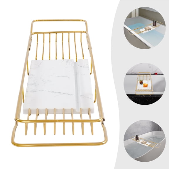 Expandable Bathtub Tray, Bathtub Tray with Marble Board, Bathtub Tray