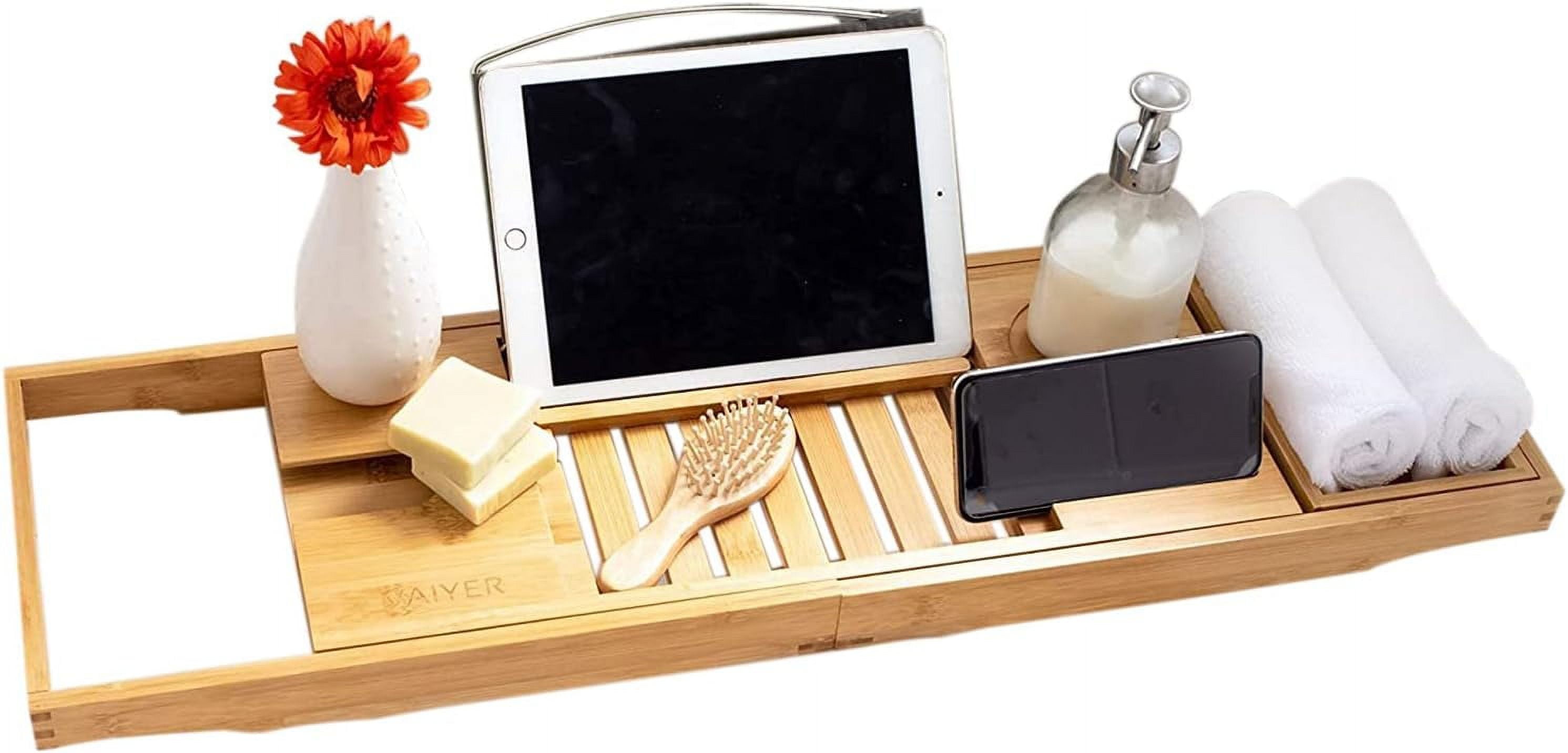 Expandable Bathtub Tray, Caddy Wooden Bath Tray, Table With Extending