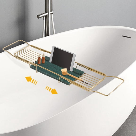 Expandable Bathtub Tray with Elegant Marble Board - Stylish & Durable