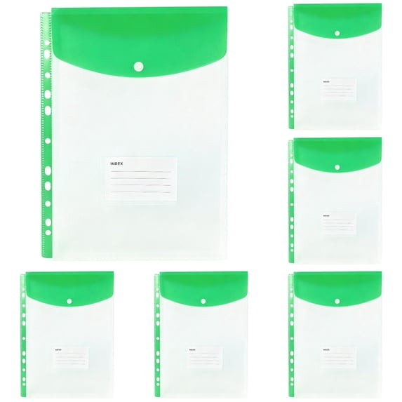 Expandable Binder Folders with 11 Holes – Plastic Document Pouch with Snap Button & Label Index, Fits 2/3/4 Ring Binders, Letter Size, Versatile Storage for School Office Home 5pcs