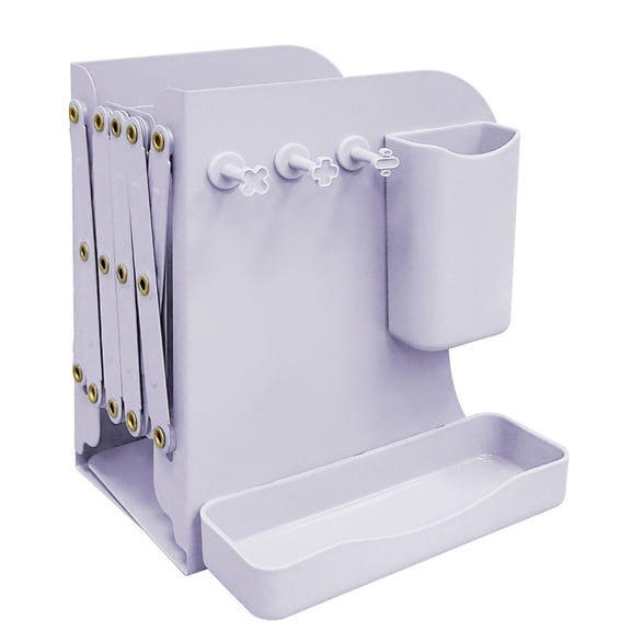 Expandable Bookend, Multifunctional Book End with Pen Holder and Storage Tray, Metal Bookend Book Magazine Holder