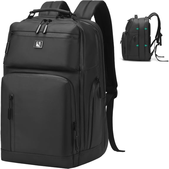 Expandable Business Backpack with 17" Laptop Compartment - , Airline Approved, 33L-42L Capacity, for Work & Travel, Black