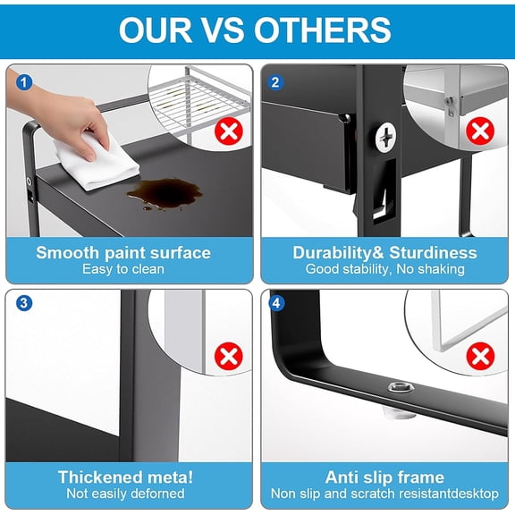 Expandable Cabinet Shelf Organizer 14-25 Inch Adjustable Length, 11" Wide 2-Tier (8" Bottom Layer) Metal Storage Rack for Kitchen Pantry, Under Sink Countertop - Heavy Duty Black(2 Pack)$$