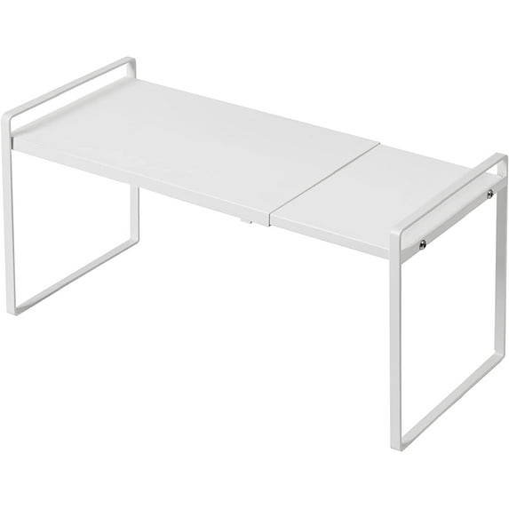 Expandable Cabinet Shelf Organizer Riser for Kitchen Pantry Cupboard Under Sink Countertop Home Storage Organization Rack Space Saver Freestanding Heavy Duty Nonslip Stackable White Large