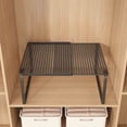 thumbnail image 1 of Expandable Cabinet Shelf, ZzCityTK Stackable Organizer Rack Saving Space, Metal Storage Shelf for Kitchen Bathroom Pantry Home Office Desk Wardrobe, Black, 1 of 6