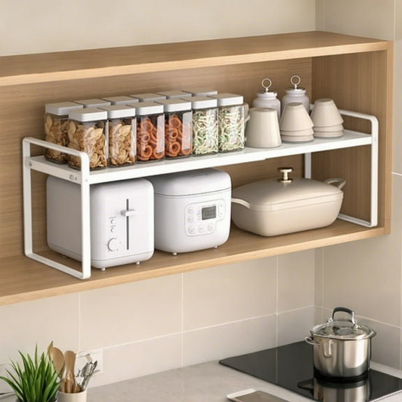 FT Hita Expandable Cabinet Shelf,Under Sink Storage Space Stackable Heavy Duty Metal for Kitchen Bathroom Office Countertop Shelves
