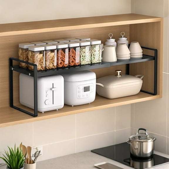 Expandable Cabinet Shelf for Kitchen Bathroom Office Countertop Shelves Under Sink Storage Space Stackable Heavy Duty Metal