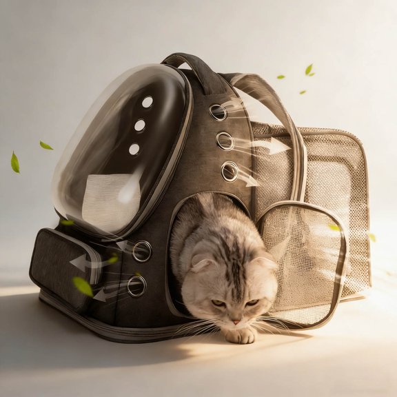 Expandable Cat Backpack, Bubble Backpack Carrier for Carrying Cats, Pets and Small Dogs, Designed for Travel, Hiking, Walking, Car (Black)