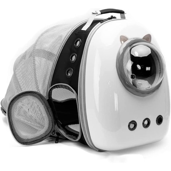 Expandable Cat Backpack with Bubble Window - Airline Approved Space Capsule Pet Carrier for Kittens & Small Dogs, Astronaut Style Travel Backpack with Expandable Back Panel - Beige