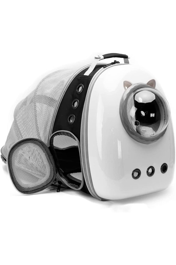 Expandable Cat Backpack with Bubble Window - Airline Approved Space Capsule Pet Carrier for Kittens & Small Dogs, Astronaut Style Travel Backpack with Expandable Back Panel - Beige