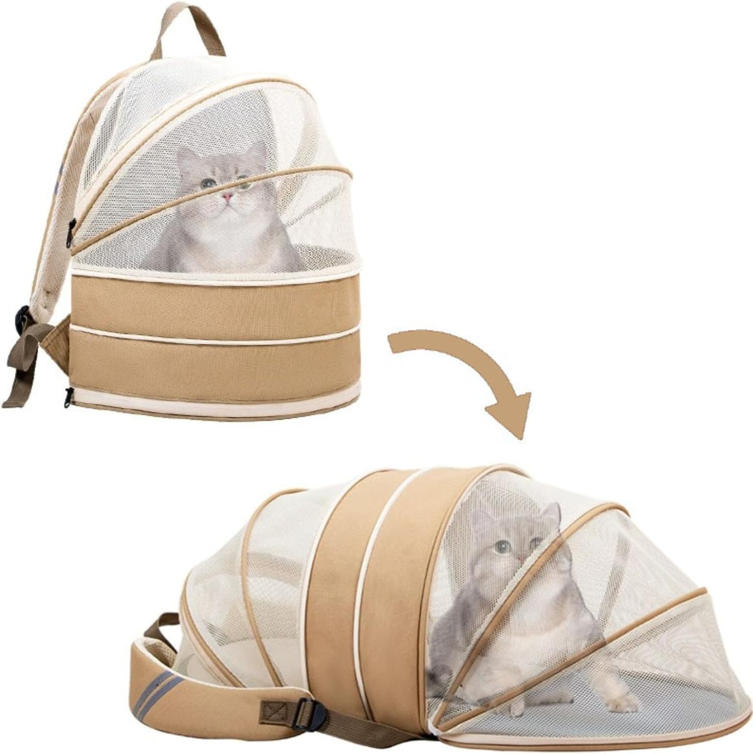 Expandable Cat Backpack Carrier, Cat Backpack with Breathable Mesh for ...