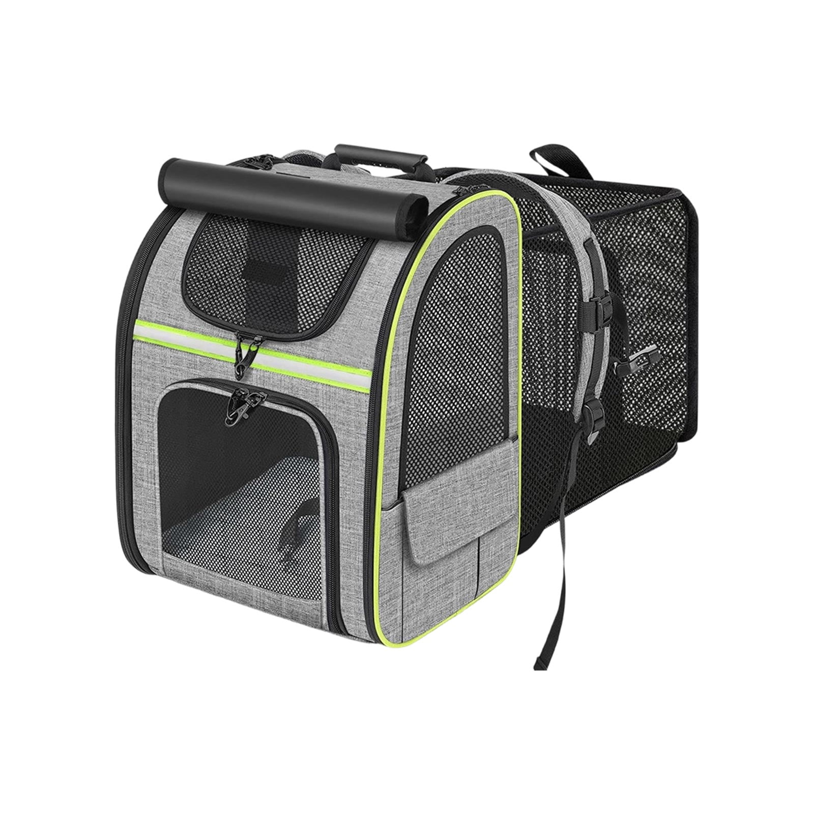 Expandable Cat Backpack Carrier, Lightweight Breathable Mesh Pet Travel Bag for Small Dogs, Foldable Puppy Hiking Backpack with Safety Tether & Padded Straps
