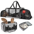 thumbnail image 1 of Expandable Cat Carrier for 2 Cats, Double Compartment Large Pet Carrier for Long Distance Car Travel, Includes 2 Portable Litter Boxes, Foldable Multi-Cat Travel for Road Trips & Camping, Gray, 1 of 9