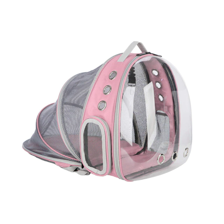 Expandable Cat Carrier Backpack, Space Capsule Clear Dome Pet Travel Carry Bag for Small Dog Cats Rabbit(Pink)