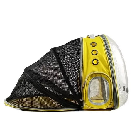 Expandable Cat Carrier Bubble Backpack, Space Capsule Clear Dome Pet Travel Carry Bag for Small Dog Cats Rabbit(Yellow)