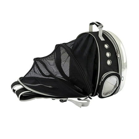 Expandable Cat Carrier Cat Puppy Rabbit Hiking Traveling Bag Black