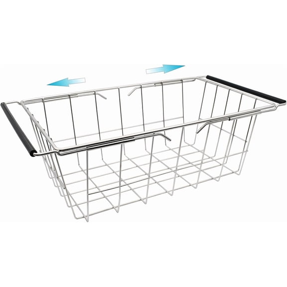 Expandable Chest Freezer Basket, Stainless Deep Freezer Organizer Bins Adjustable Handles (16.5" ~ 20") Wire Basket Storage Rack, Fits 5 Cu.FT and 7 Cu.Ft Chest Freezer