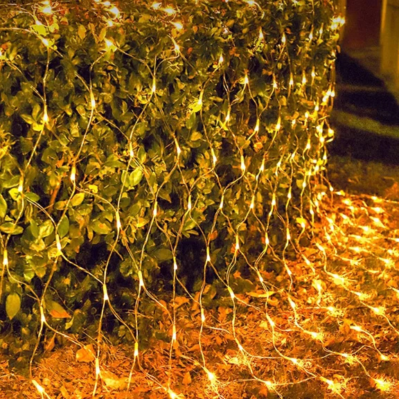 Expandable Christmas Net Lights Outdoor 10ft x 6.5ft 200 Led Mesh Fairy String Lights,8 Modes Mesh Lights for Xmas Trees, Bushes, Wedding, Outdoor Garden Decorations, Warm White