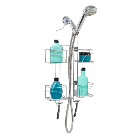 Zenna Home Expandable Over-the-Shower Caddy with 4 Basket Shelves, Chrome