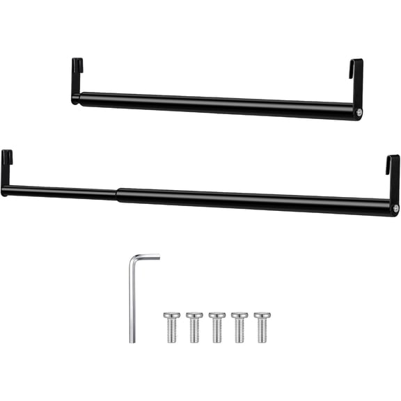 Expandable Closet Rod for Wire Shelf Hanging Clothes Adjustable Heavy Duty Hanger Bar Metal 24-41 Inch Black
