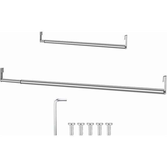 Expandable Closet Rod for Wire Shelves 24-41 Inch Silver Metal Hanger Bar