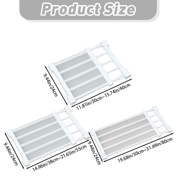 Expandable Closet Shelf, Adjustable Metal Wardrobe Storage Divider, Heavy Duty Closet Separator Shelf, Expandable Cabinet Rack, Wardrobe Layer Divider Organizer, Width: 9.45 in,White 11.81-15.75 in
