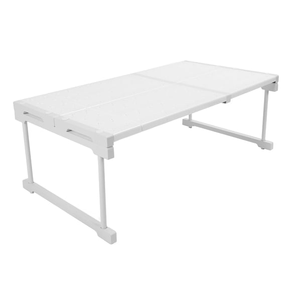 Expandable Closet Shelf Riser Carbon Steel Stackable Cabinet Organizer for Kitchen Pantry Cupboard Shelving Rack Width 18.9 inches / 48 cm Adjustable Length 26.4 to 34.6 inches / 67 to 88 cm