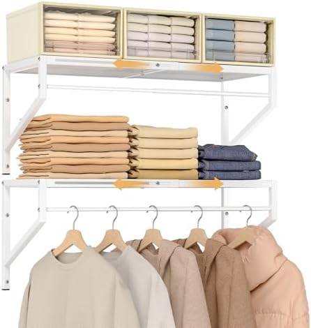 Expandable Closet Shelves Wall Mounted, 2 Pack Closet Shelving with ...
