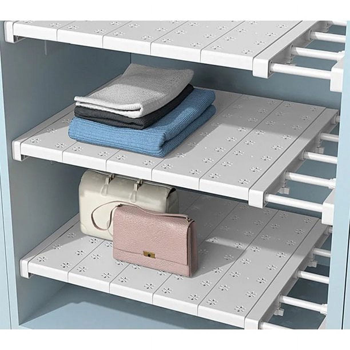 Expandable Closet Tension Shelf Rod Adjustable Storage Rack Organizer, Airing Cupboard Shelves