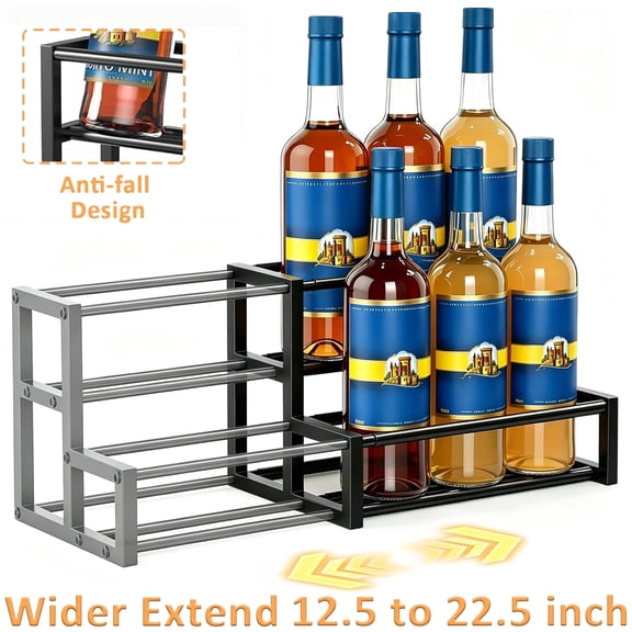 Expandable Coffee Rack, Adjustable 6-12 Bottles Storage Holder for Syrup, Liquor and Dressing, Space-Saving Coffee Bar Organizer
