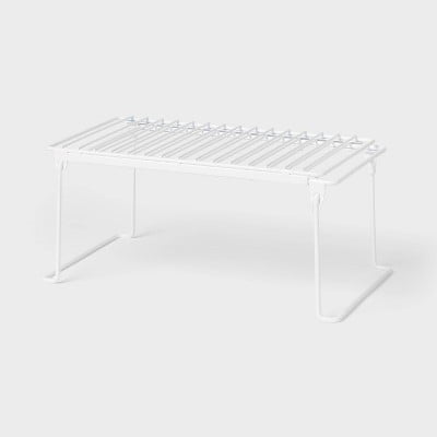 Expandable Collapsible Wire Cabinet Shelf White