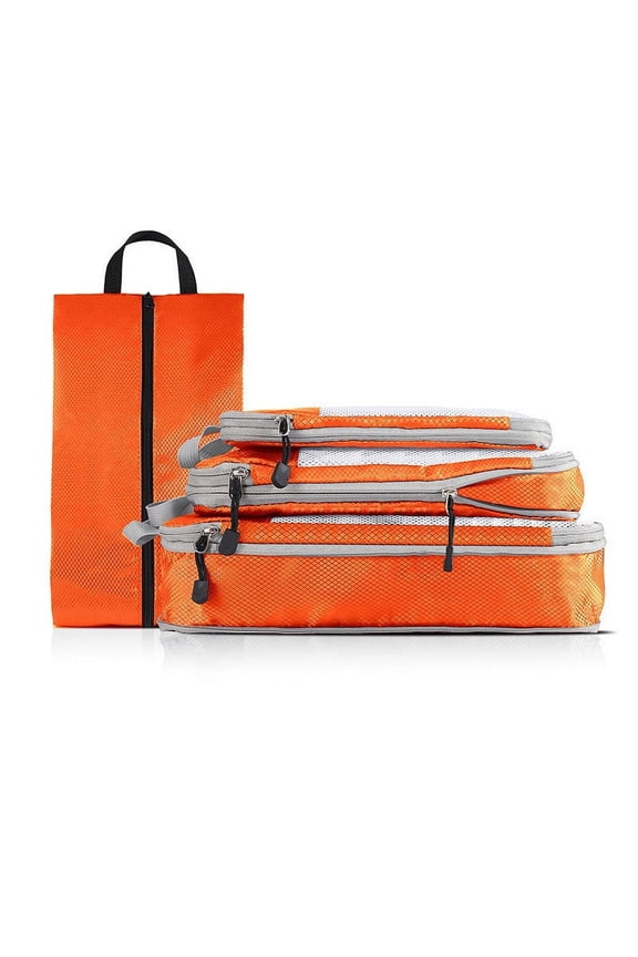 Expandable Compression Packing Cubes for Suitcases | 4-Piece Set with Large, Medium, Small & Shoe Bag | Space-Saving Travel Organizer for Luggage