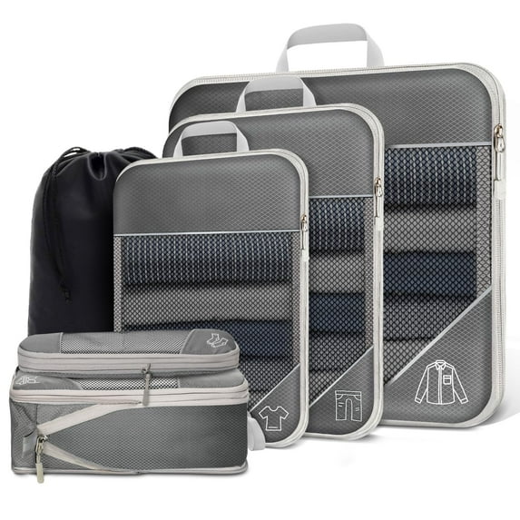 Expandable Compression Packing Cubes for Suitcases,6 Set Lightweight Travel Packing Organizer for Travel Carry on Suitcase Bags