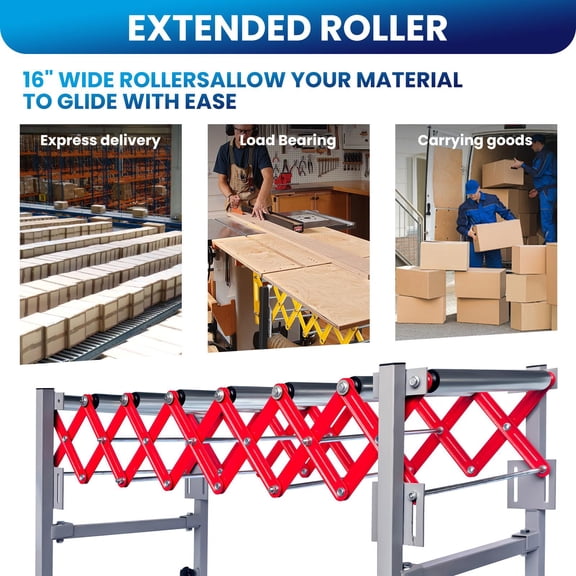 Expandable Conveyor Roller 600 LBS, Adjustable Length 14-47 Inch Height 27.5-43 Inch with Wheels for Warehouse Factory
