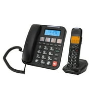 Expandable Corded/Cordless Phone System with Answering Machine, Big Button Senior Phone with Caller ID/Call Blocking & Handset/Amplified Speakerphones, Landline Business Telephones, White