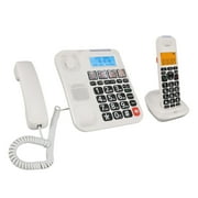 Expandable Corded/Cordless Phone System with Answering Machine, Big Button Senior Phone with Caller ID/Call Blocking & Handset/Amplified Speakerphones, Landline Business Telephones, White