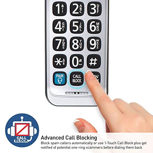 Expandable Cordless Phone System, Bluetooth Pairing for Wireless Headphones and Hearing Aids, Smart Call Block, Bilingual Talking Caller ID, 1 Handset - KX-TGD890S (Silver)