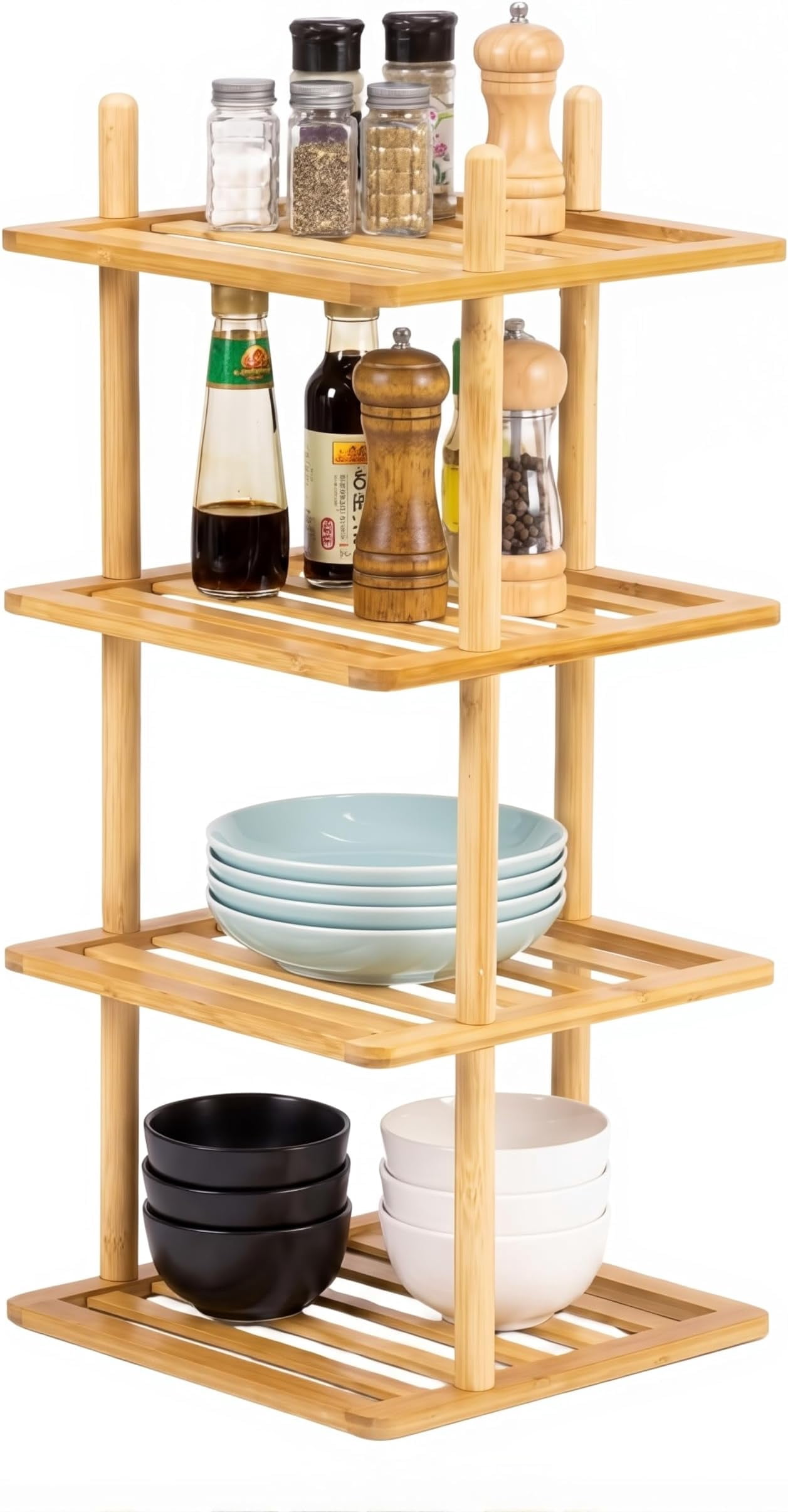 Expandable Corner Shelf - Dish/Plate Organizer for Cabinet, Kitchen ...