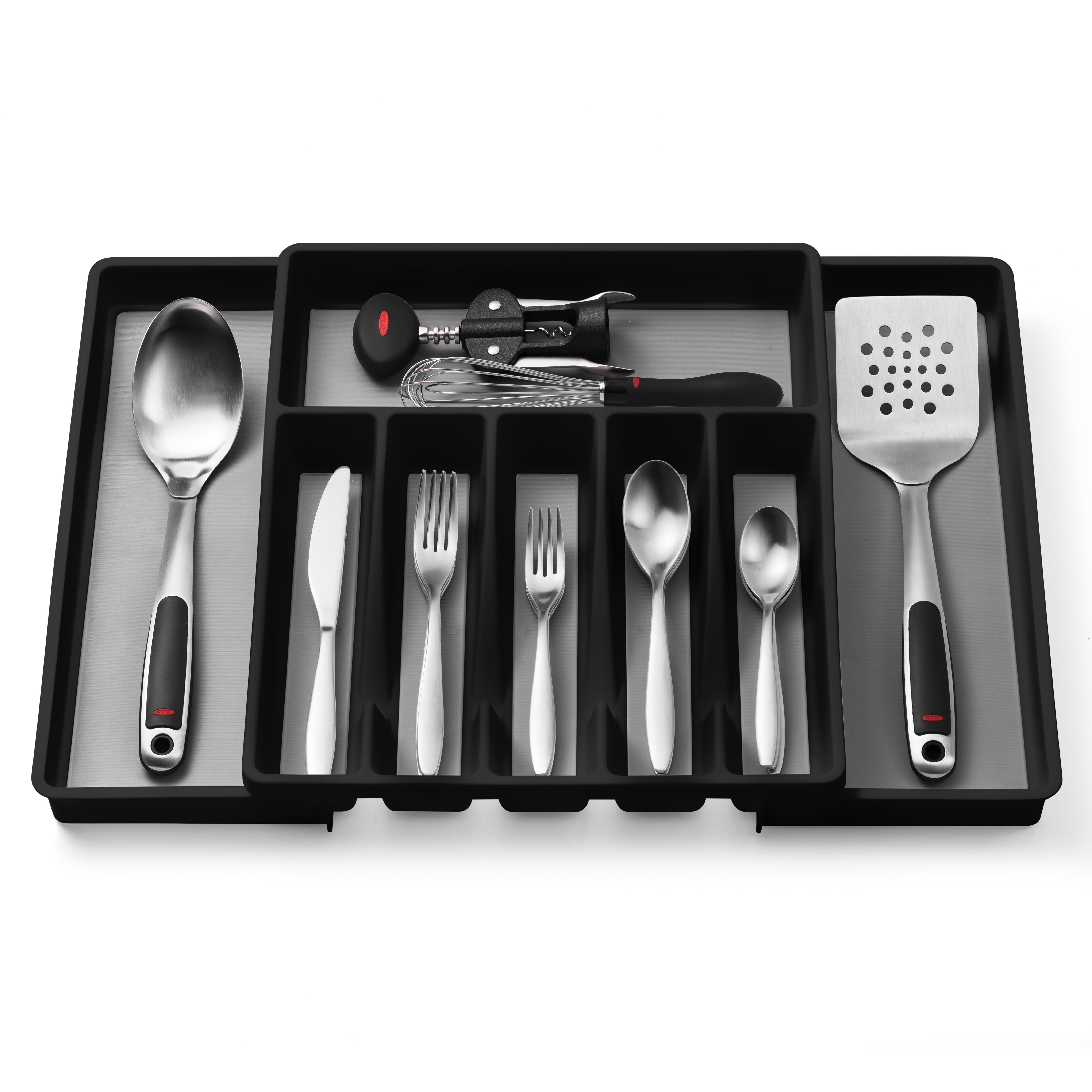 Expandable Cutlery Drawer Organizer, Flatware Drawer Tray for Silverware, Serving Utensils, Multi-Purpose Storage for Kitchen, Office, Bathroom Supplies