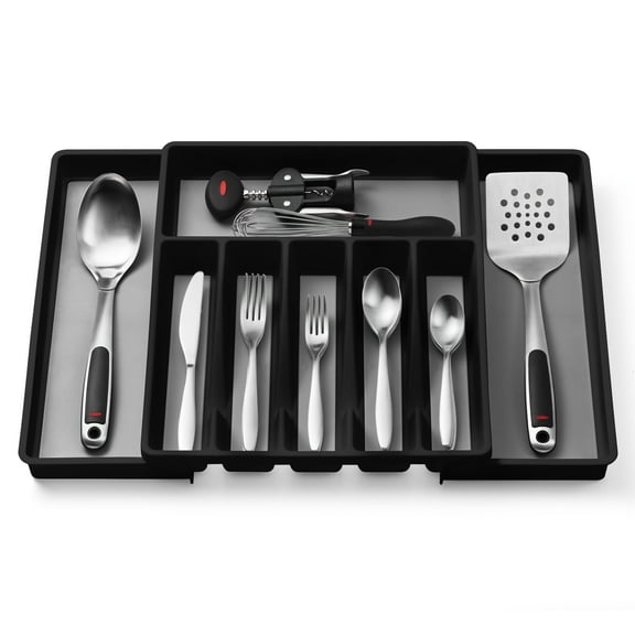 Expandable Cutlery Drawer Organizer, Flatware Drawer Tray for Silverware, Serving Utensils, Multi-Purpose Storage for Kitchen, Office, Bathroom Supplies