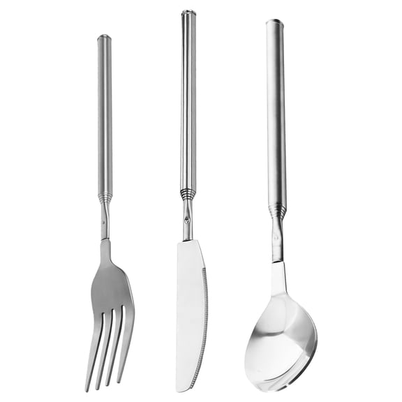 Expandable Cutlery Set Spoon Fork Cutter Food Grade Stainless SteelFor Backpackers And Adventure Enthusiasts